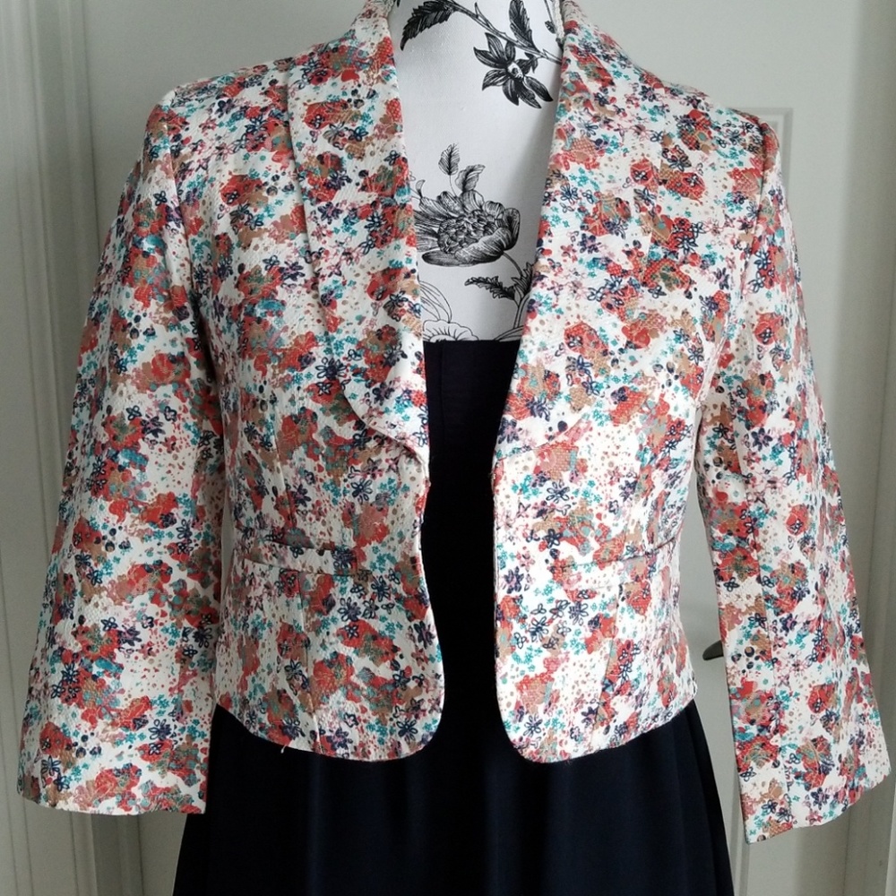 Tulle Floral Cotton Blazer - Multicolor
